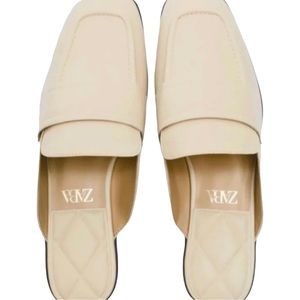 ZARA CREAM MULES/LOAFERS WOMENS SZ 9-9.5